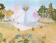 Vista esterna della Piramide SUM - Monumento per la Pace nel Mondo